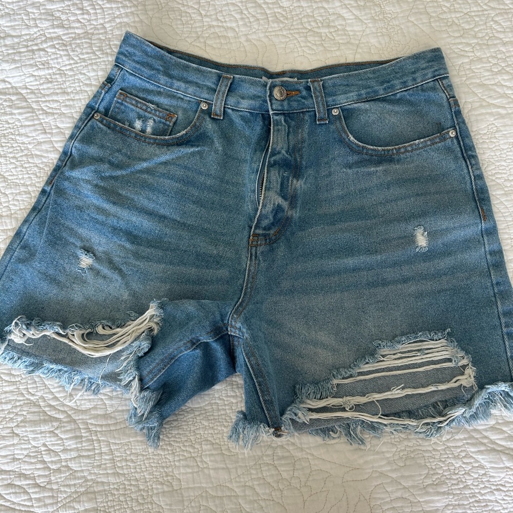 Forever 21 Blue Distressed Jean Shorts